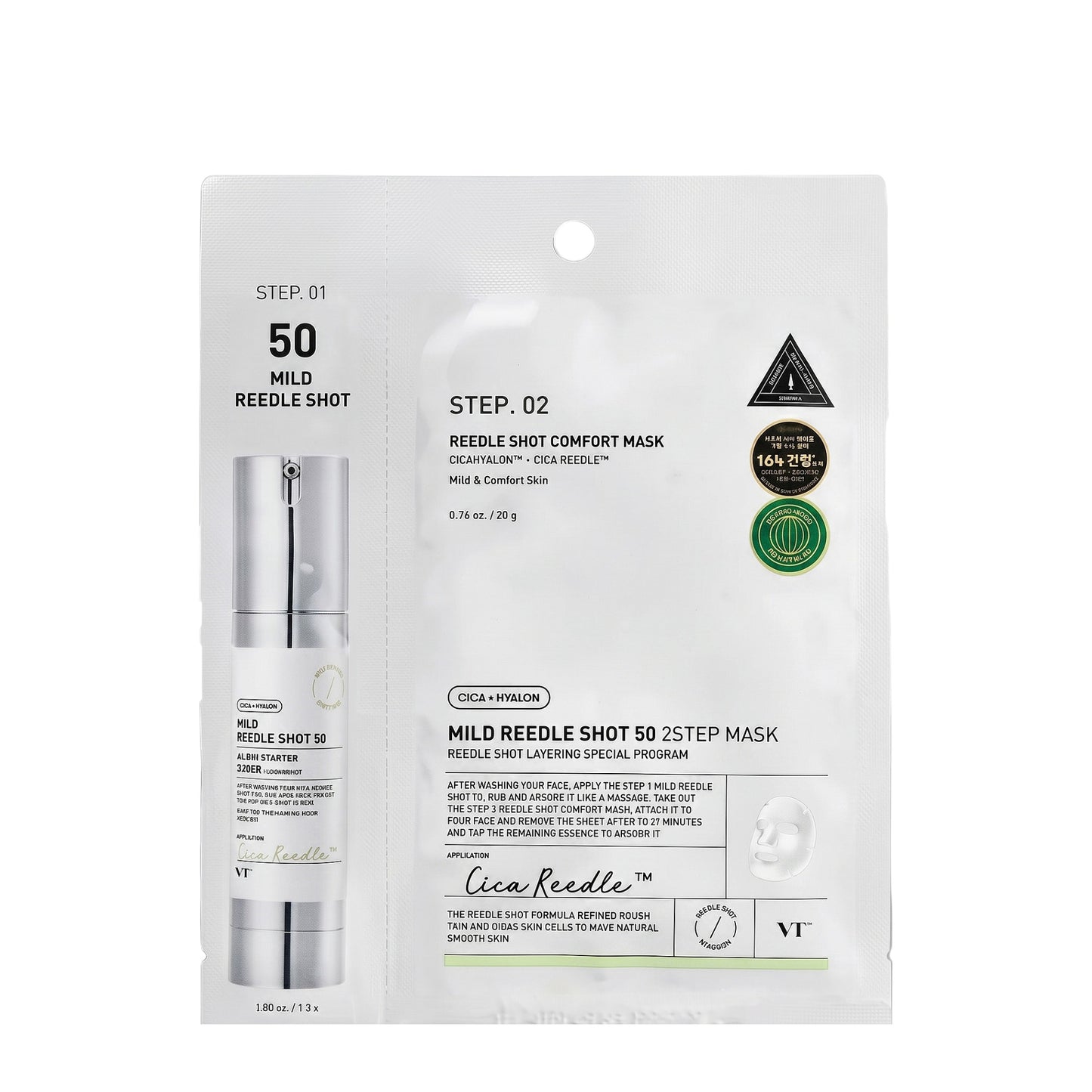 VT Cosmetics Reedle Shot 50 2-Step Mask švelni veido kaukė su mikroadatėlėmis